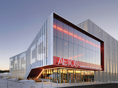 Civic building featuring SWF motorized roller shades