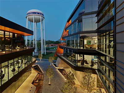 Modern office building with Lutron automated shades